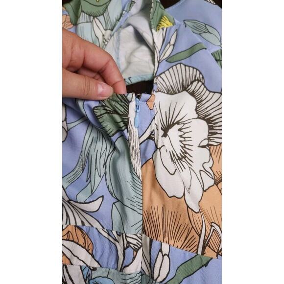 J.Crew Pastel Maxi Light Sky Floral Silky V-neck Dress Cap Sleeve 10 - Picture 6 of 8